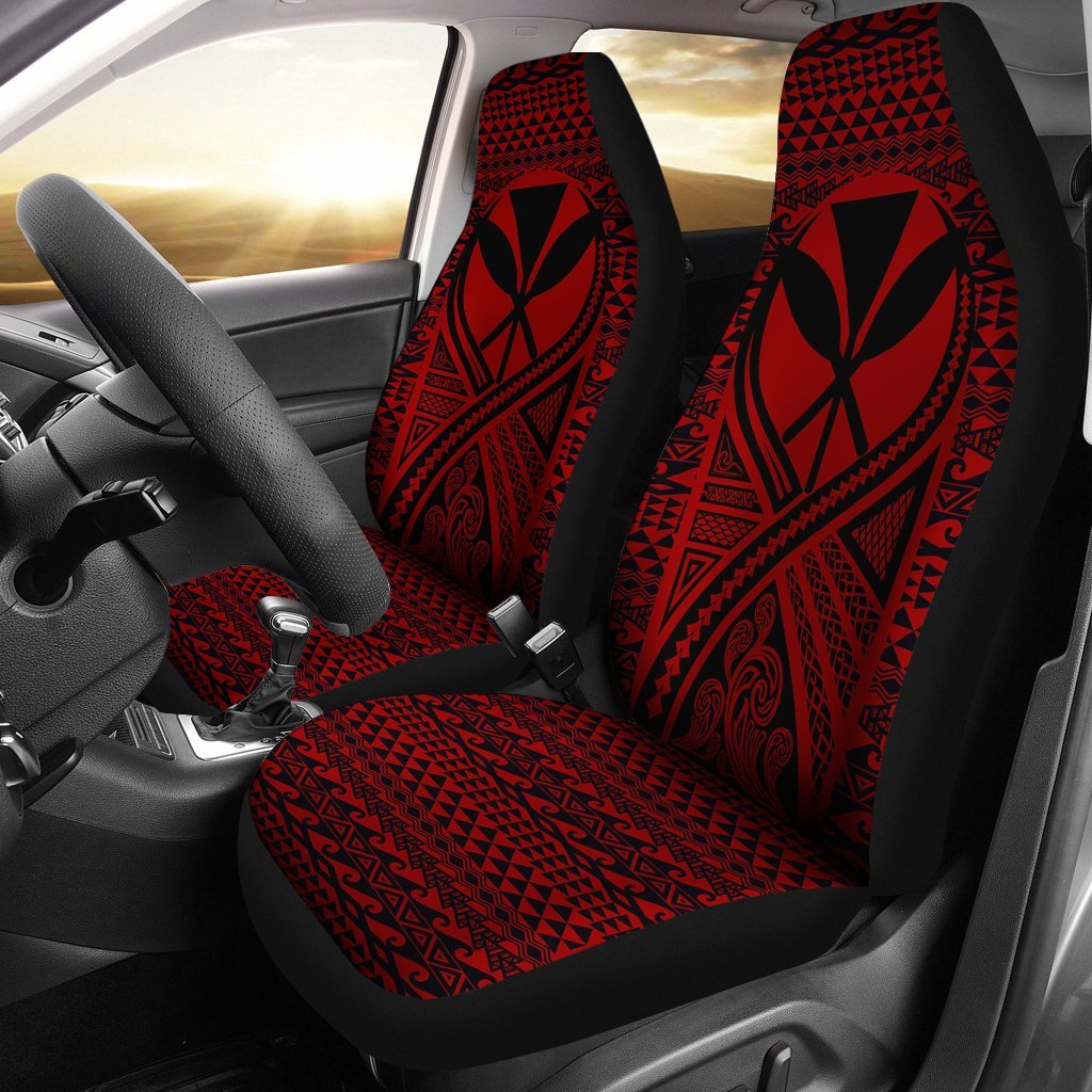 Hawaii Car Seat Cover - Hawaii Kanaka Maoli Polynesian Tattoo Red Universal Fit Red - Polynesian Pride