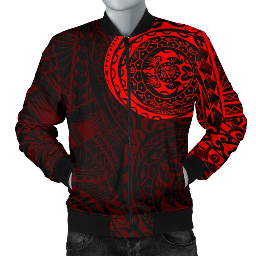 Polynesian Tattoo Style Men's Bomber Jacket Red Red - Polynesian Pride