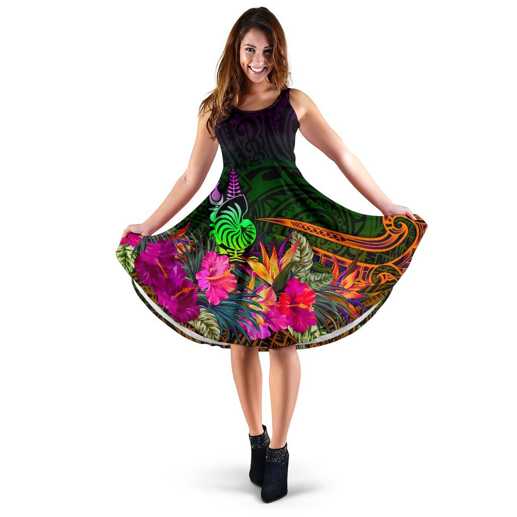 New Caledonia Polynesian Women's Dress - Summer Hibiscus Women Reggae - Polynesian Pride