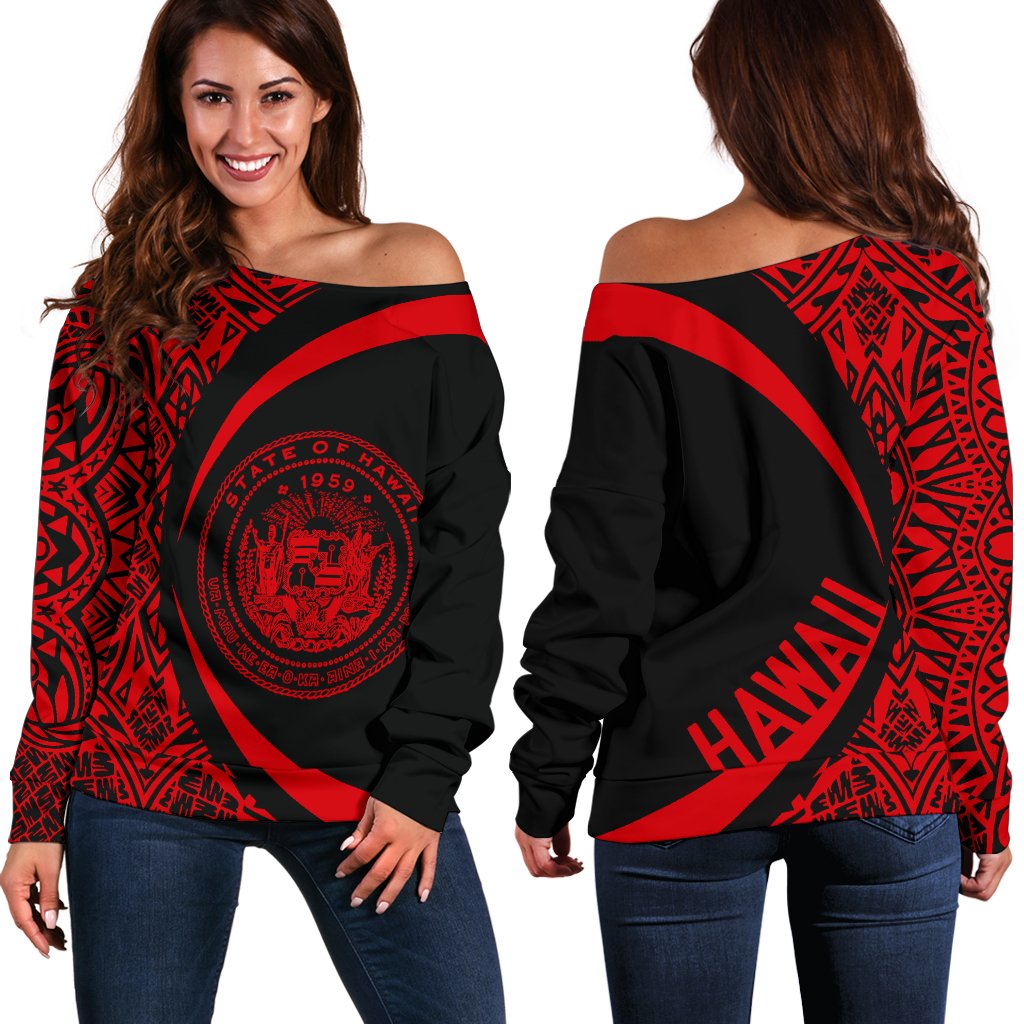 Hawaii Polynesian Women's Off Shoulder Sweater 08 White - Polynesian Pride