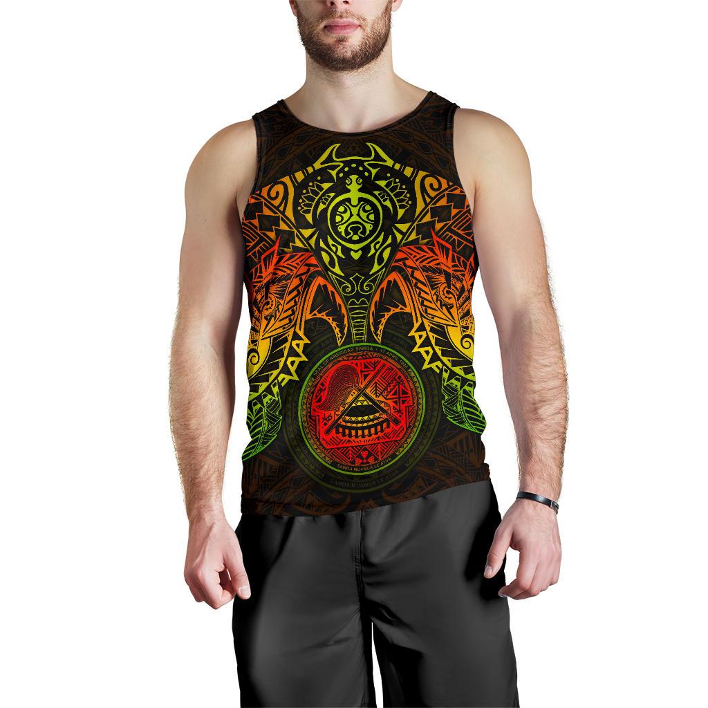 American Samoa Polynesian Men's Tank Top - Reggae Turtle Manta Ray - Polynesian Pride