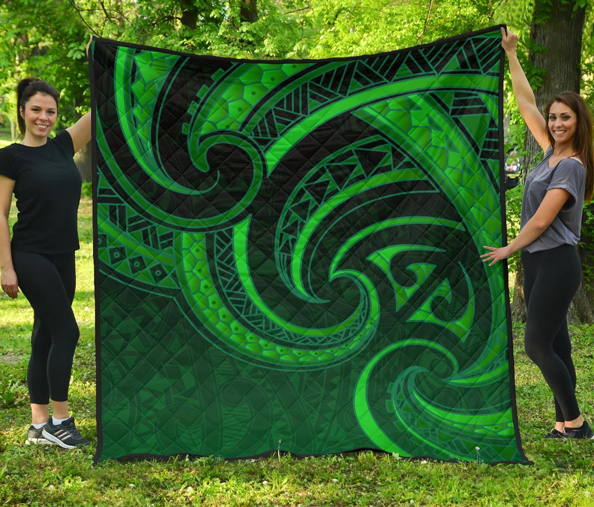 New Zealand Maori Mangopare Premium Quilt Polynesian - Green Art - Polynesian Pride