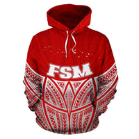 Federated States of Micronesia Polynesian Hoodie Red Pride Map nd Seal - Polynesian Pride
