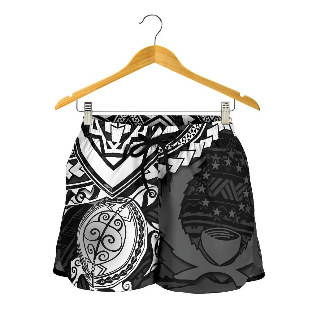 Pohnpei Polynesian Shorts (Women) - Polynesian White Turtle Women WHITE - Polynesian Pride