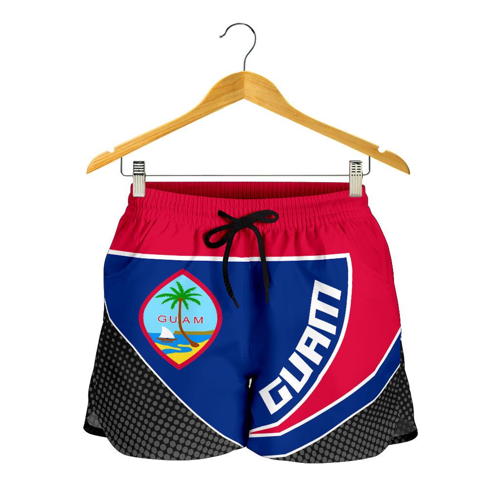 Guam Flag Spine Women Short Women Red - Blue - Polynesian Pride