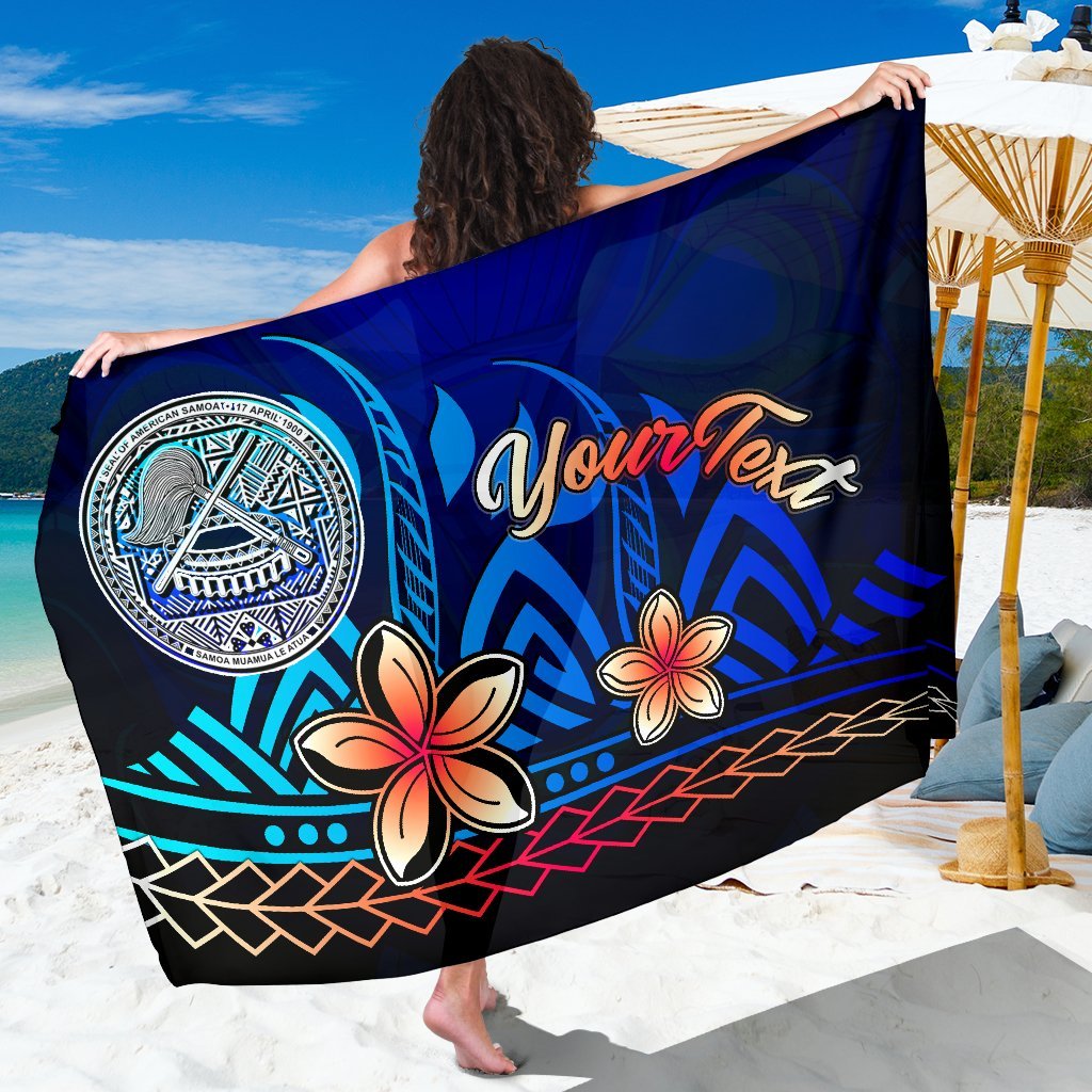 American Samoa Custom Personalised Sarong - Vintage Tribal Mountain One Style One Size Blue - Polynesian Pride