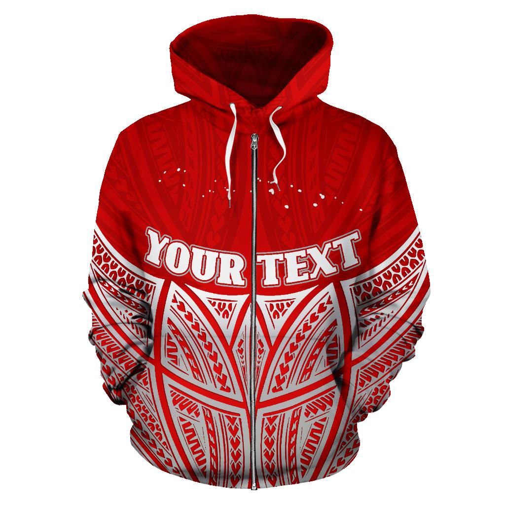 Federated States of Micronesia Polynesian Custom Zip up Hoodie Red Pride Map and Seal - Polynesian Pride