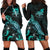 Tuvalu Polynesian Hoodie Dress - Turtle With Blooming Hibiscus Turquoise Turquoise - Polynesian Pride