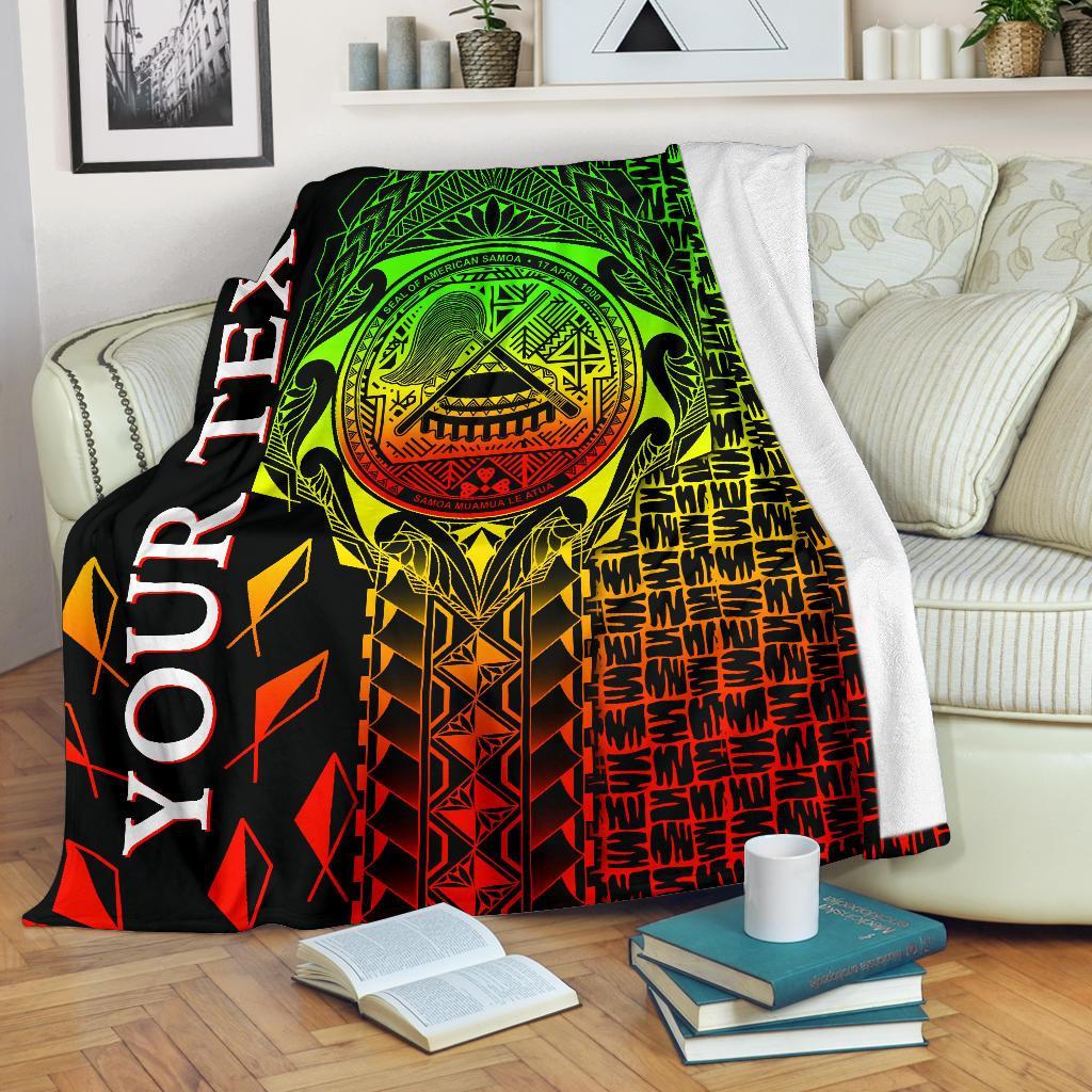 American Samoa Custom Personalised Premium Blanket - AS Seal Rocket Style (Reggae) White - Polynesian Pride