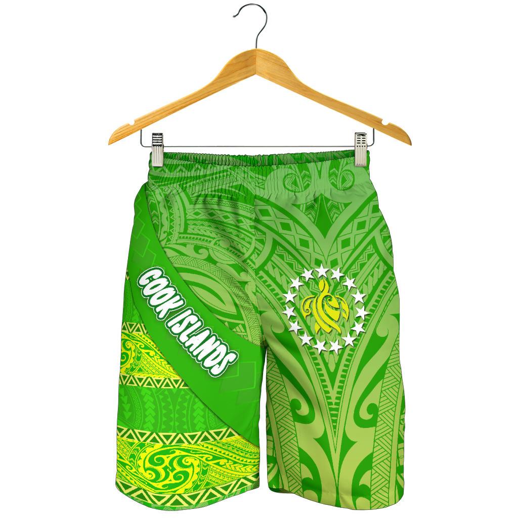 Cook Islands Men Shorts Polynesian Victorian Vibes Green - Polynesian Pride