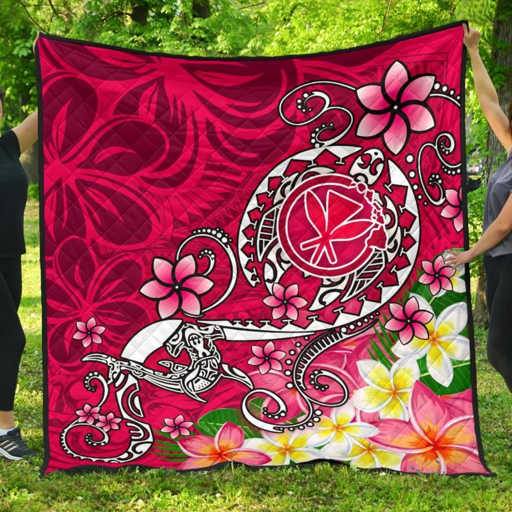 Hawaii Premium Quilt - Turtle Plumeria Polynesian Tattoo Pink Color Pink - Polynesian Pride