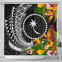 Chuuk State Shower Curtains - Seal Spiral Polynesian Patterns 177 x 172 (cm) Black - Polynesian Pride
