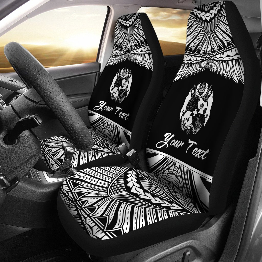 Tonga Polynesian Custom Personalised Car Seat Covers - Pride White Version Universal Fit White - Polynesian Pride