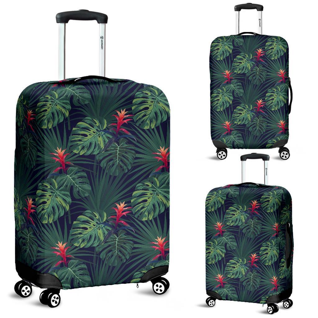 Tropical Monstera Leaf Green Luggage Cover White - Polynesian Pride