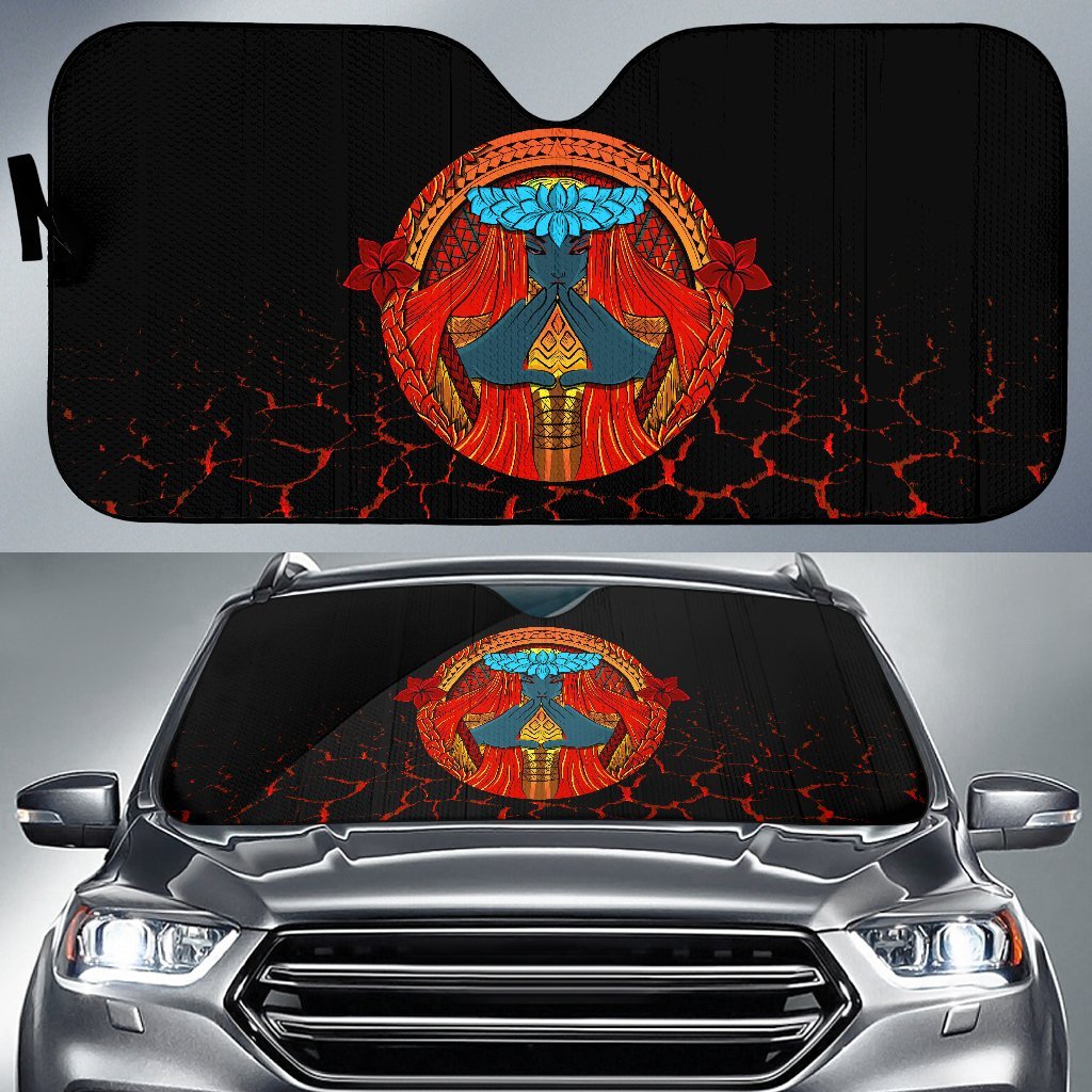 Mauna Kea Pele Car Sun Shade Auto Sun Shade Universal Fit Red - Polynesian Pride