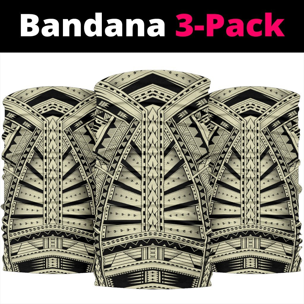 Polynesian Hard Tatau Beige Unisex Bandana One Size Beige - Polynesian Pride