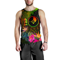 YAP Polynesian Men's Tank Top - Hibiscus and Banana Leaves - Polynesian Pride