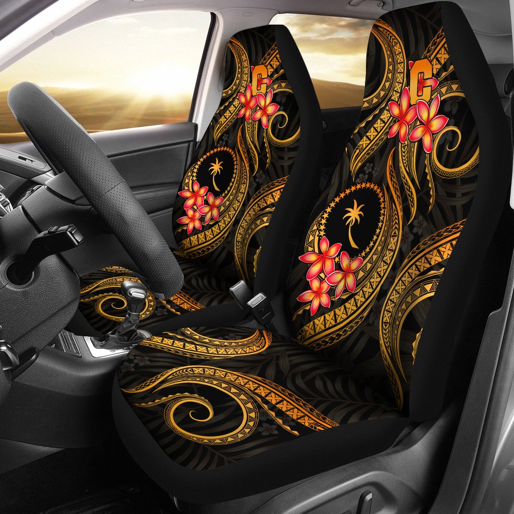 Chuuk Micronesian Car Seat Covers - Gold Plumeria Universal Fit GOLD - Polynesian Pride