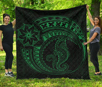 Polynesian Quilt - Polynesian Green Seahorse Tattoo Green - Polynesian Pride