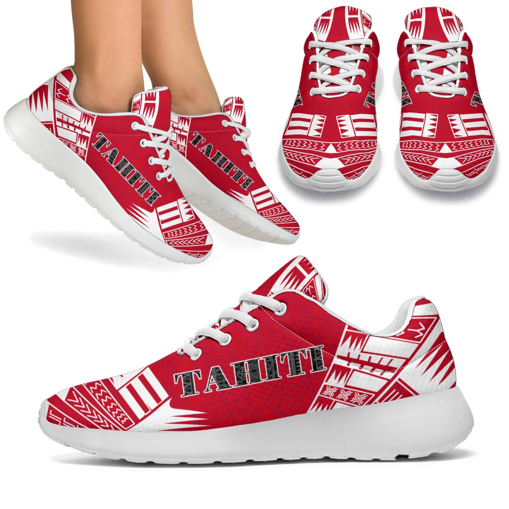 Tahiti Sport Sneakers - Polynesian Tattoo Flag White - Polynesian Pride