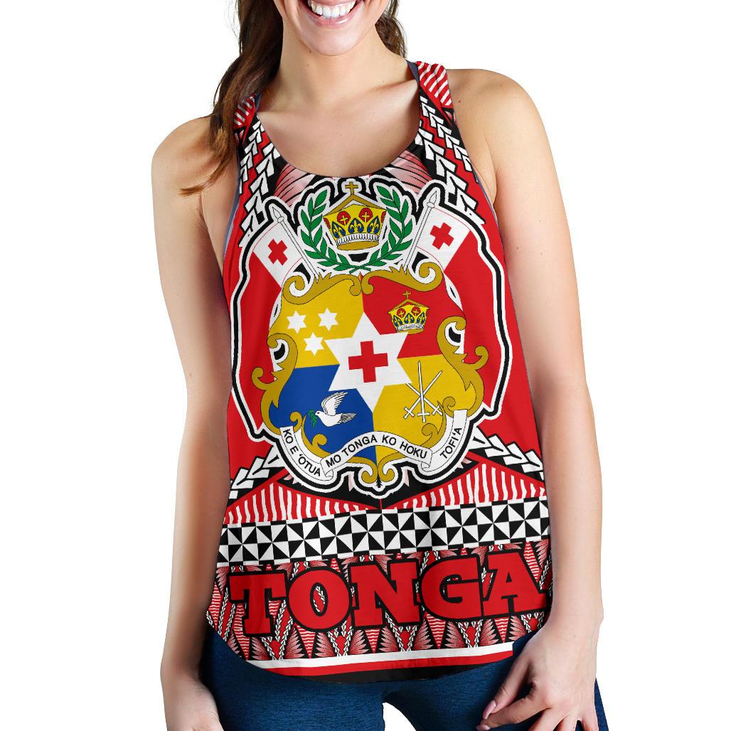 Tonga Polynesian Women's Racerback Tank - Coat Of Arms - Polynesian Pride
