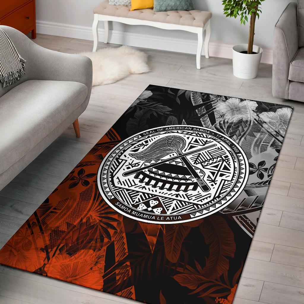 American Samoa Area Rug - Vintage Polynesian Style Black - Polynesian Pride