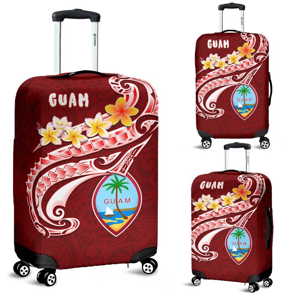 Guam Luggage Covers - Guam Seal Polynesian Patterns Plumeria (Red) - Polynesian Pride