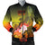 Fiji Men's Bomber Jacket - Humpback Whale with Tropical Flowers (Yellow) Yellow - Polynesian Pride