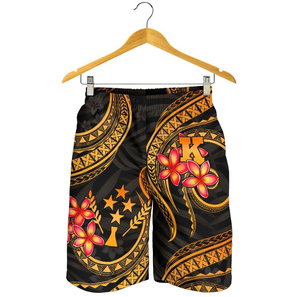 Kosrae Micronesian Men Shorts - Gold Plumeria - Polynesian Pride