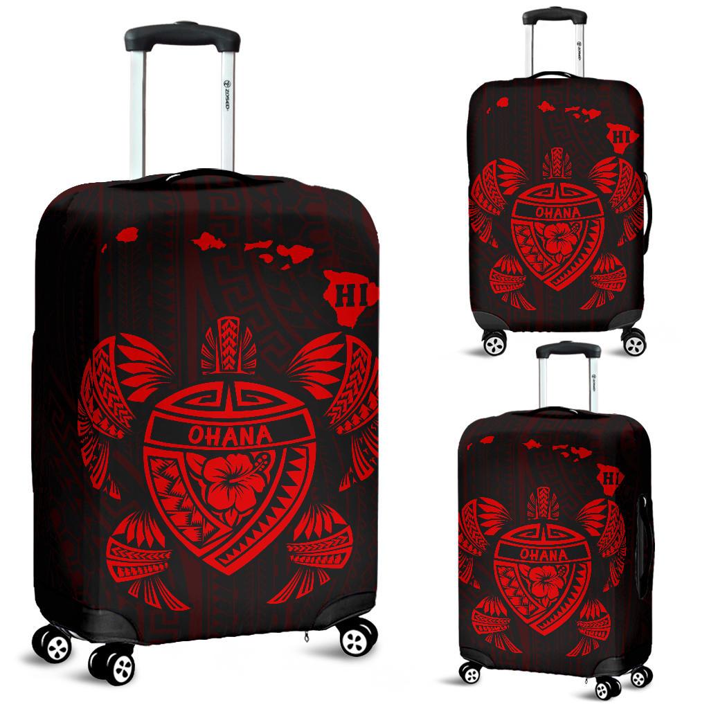 Hawaii Kakau Polynesian Turtle Map Luggage Covers - Red Red - Polynesian Pride