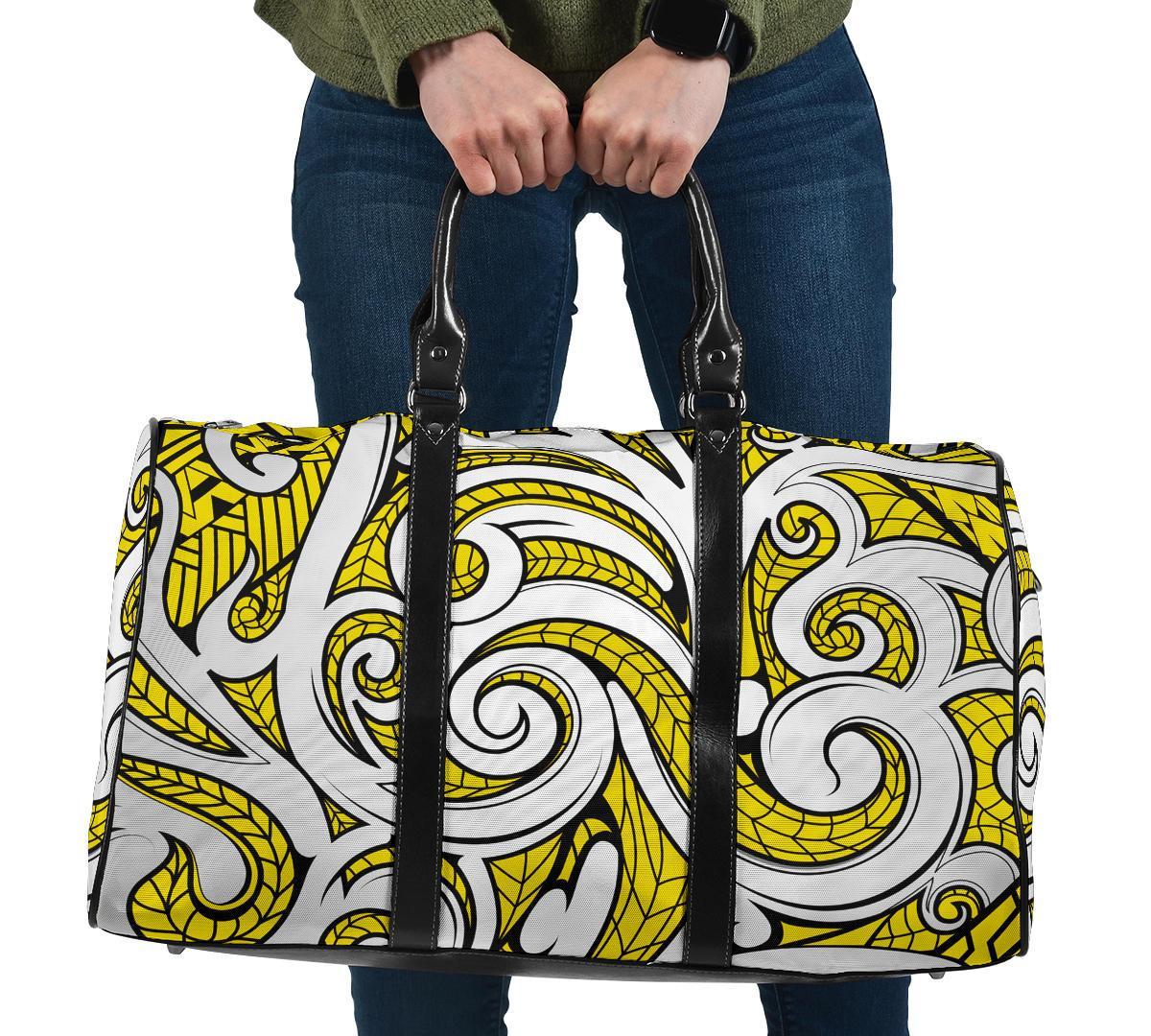 Polynesian Maori Ethnic Ornament Yellow Hawaii Travel Bag Travel Bag One size Yellow - Polynesian Pride