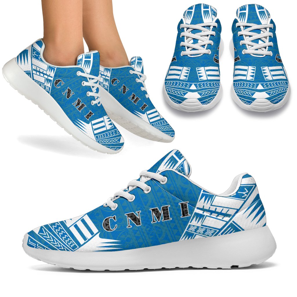 Northern Mariana Islands Sport Sneakers - Polynesian Tattoo Flag White - Polynesian Pride