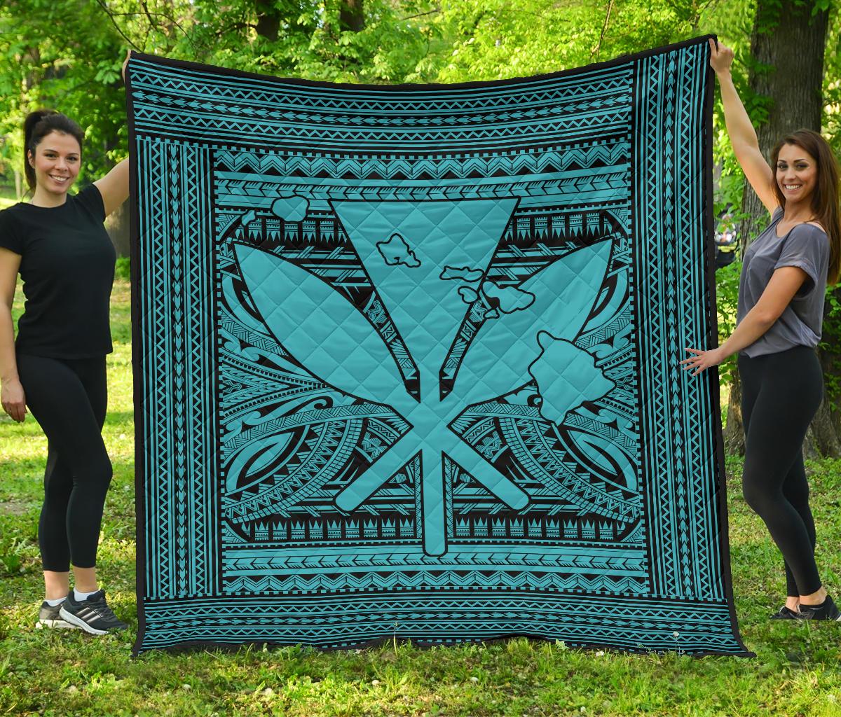 Hawaii Polynesian Kanaka Maoli Premium Quilt Blue Blue - Polynesian Pride