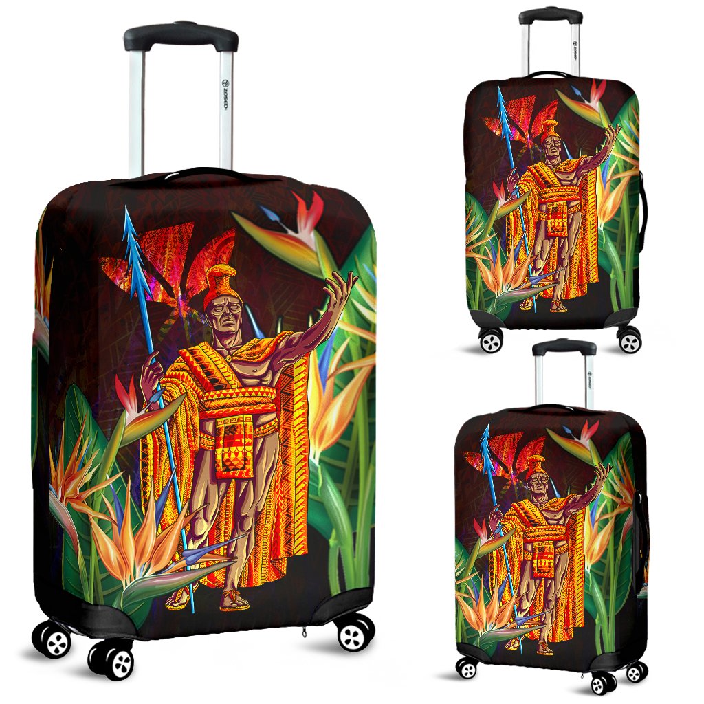 Hawaii Luggage Covers - Hawaii King With Bird of Paradise Black - Polynesian Pride