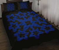 Hawaiian Quilt Bed Set Royal Pattern - Black And Blue - A1 Style - Polynesian Pride
