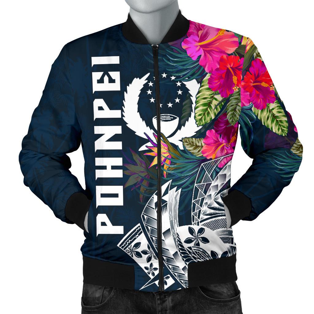 Pohnpei Men's Bomber Jacket - Pohnpei Summer Vibes Blue - Polynesian Pride