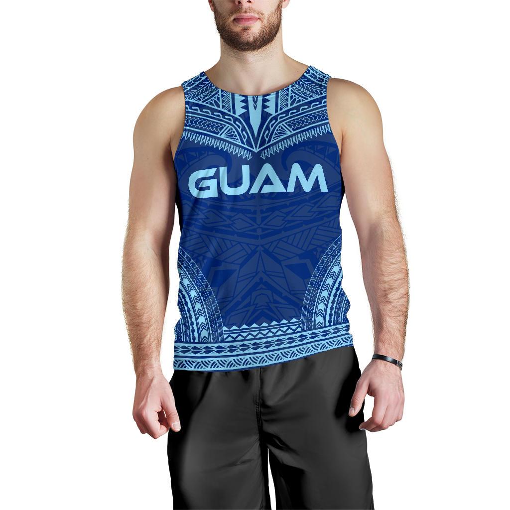 Guam Men's Tank Top - Polynesian Chief Flag Version Blue - Polynesian Pride