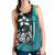 Yap Micronesia Women's Racerback Tank Turquoise - Turtle With Hook - Polynesian Pride