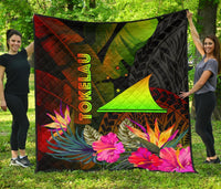 Tokelau Polynesian Premium Quilt - Hibiscus and Banana Leaves - Polynesian Pride