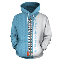 Fiji Islands All Over Zip up Hoodie Shoulder Style - Polynesian Pride