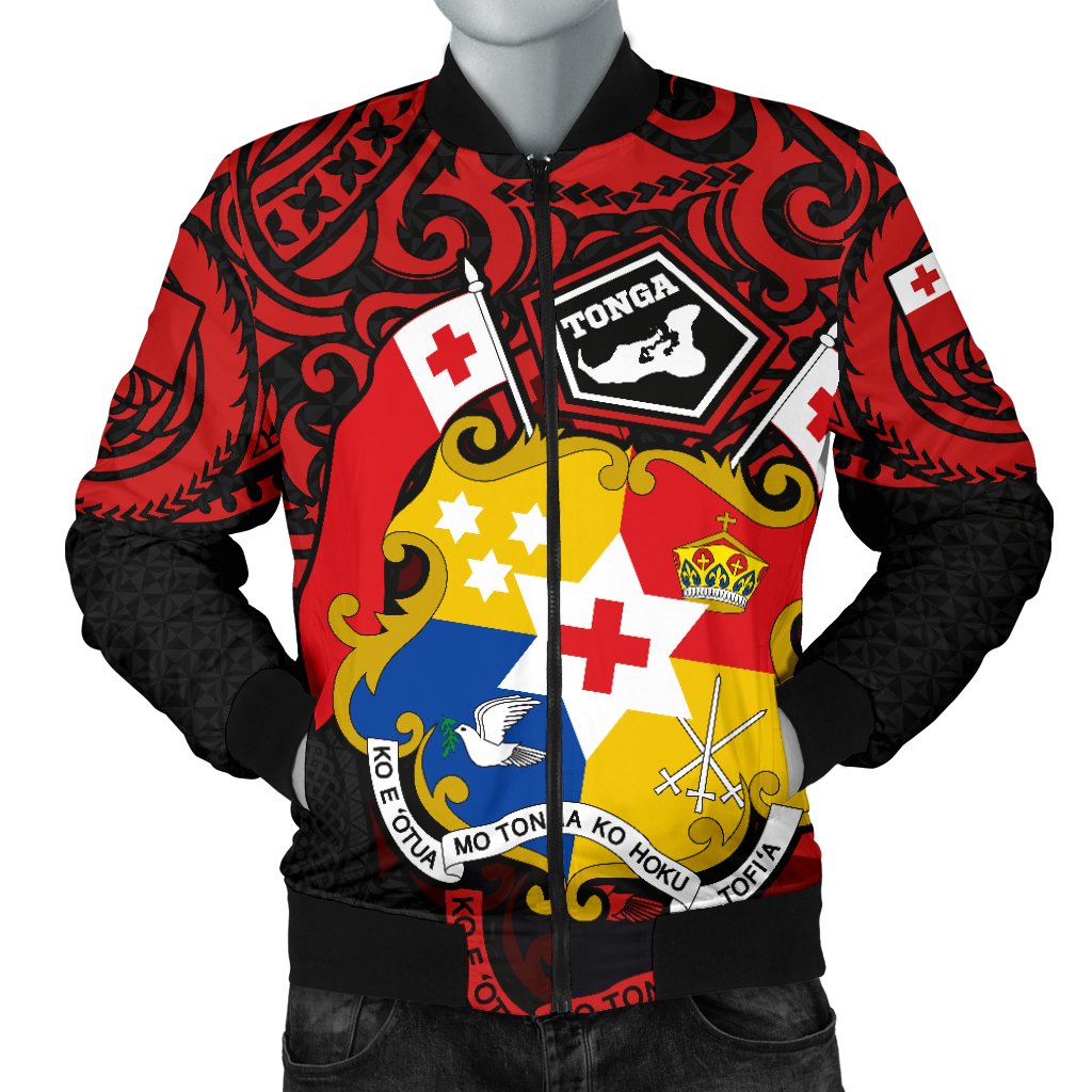 Tonga Men's Bomber Jacket - Tongan Pride Red - Polynesian Pride