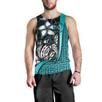Yap Micronesia Men's Tank Top Turquoise - Turtle With Hook - Polynesian Pride