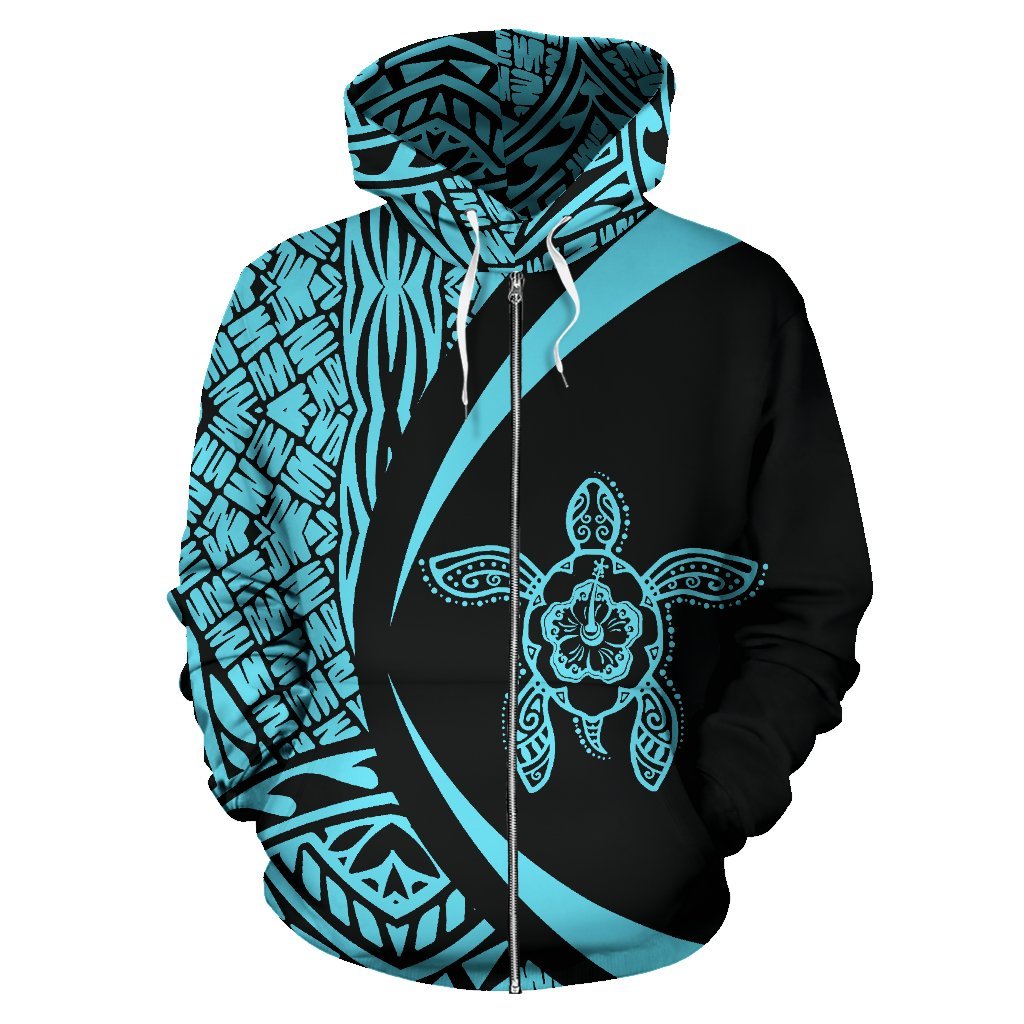 American Samoa Turtle Polynesian Zip up Hoodie Circle Style 06 - Polynesian Pride