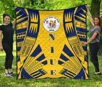 Niue Premium Quilt - Niue Seal Polynesian Dark BLue Tattoo - Polynesian Pride