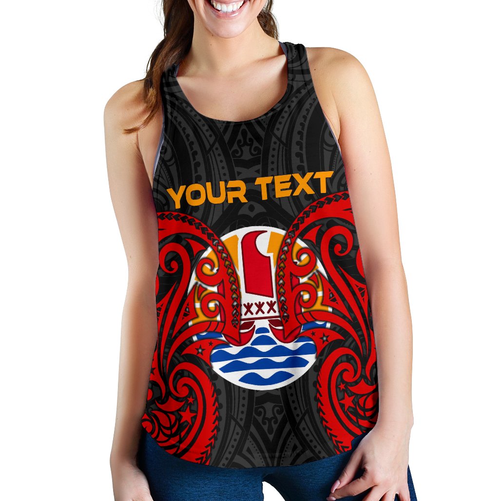 Tahiti Polynesian Custom Personalised Women's Racerback Tank - Tahitians Spirit Red - Polynesian Pride