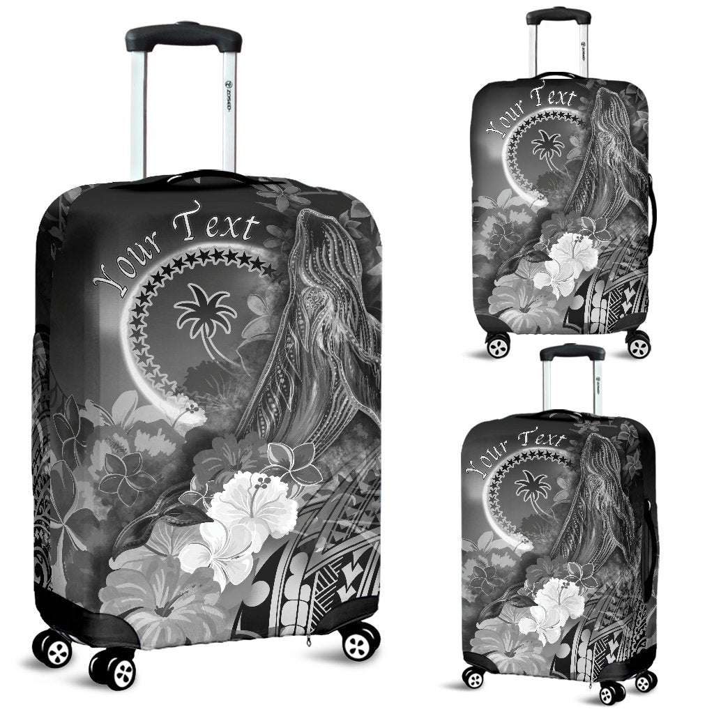 Custom Personalised Chuuk Luggage Covers - Humpback Whale with Tropical Flowers (White) - Polynesian Pride
