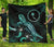 Chuuk Polynesian Premium Quilt - Turtle With Blooming Hibiscus Turquoise - Polynesian Pride