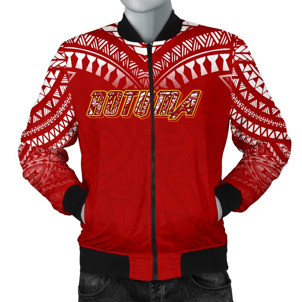 Rotuma Men's Bomber Jacket Melanesian Style Red - Polynesian Pride