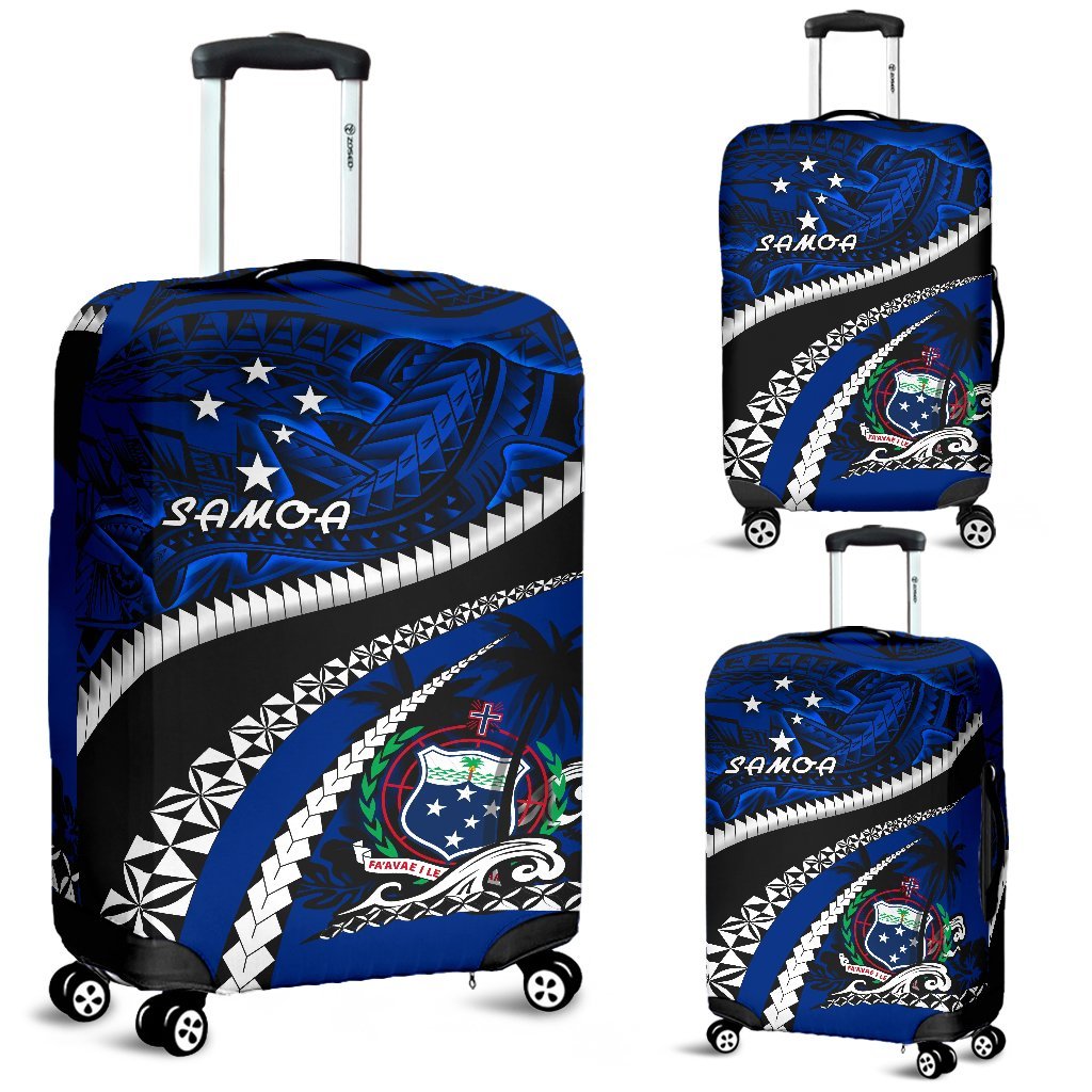 Samoa Luggage Covers Polynesian Shark Tattoo Blue - Polynesian Pride
