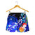 American Samoa Polynesian Custom Personalised Women's Shorts - Humpback Whale with Tropical Flowers (Blue) - Polynesian Pride